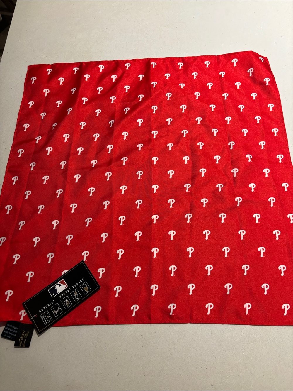 MLB Philadelphia Phillies Kerchief Pocket Square with White 'P' Logos